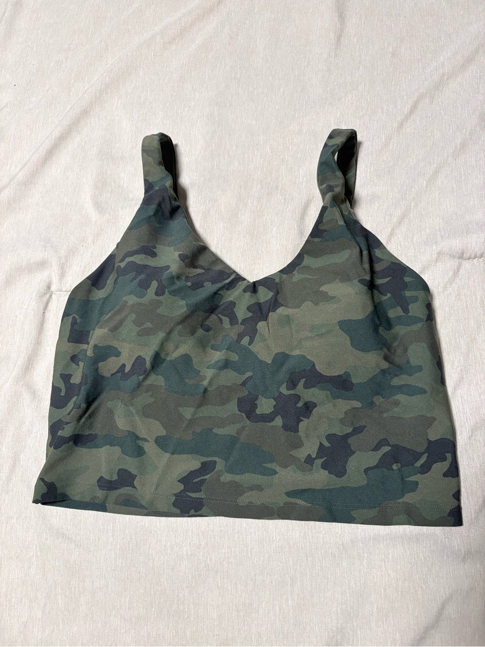 Camo V-Neck Low-Impact Sports Bra - Green Camo